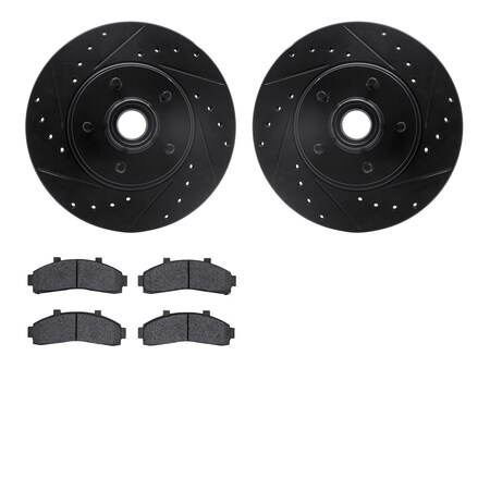 Dynamic Friction Company Front Brake Rotors-Drilled and Slotted-Black with 5000 Advanced Brake Pads 8502-54103